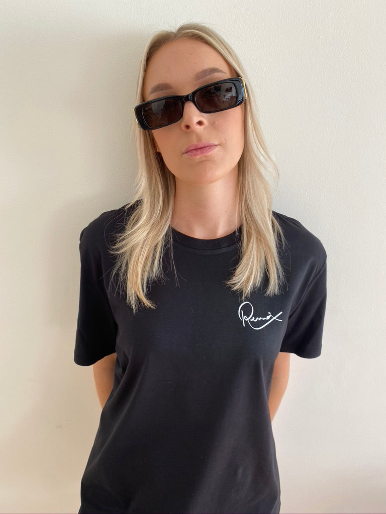 BLACK STRAIGHT FIT T-SHIRT - RENAIX LOGO