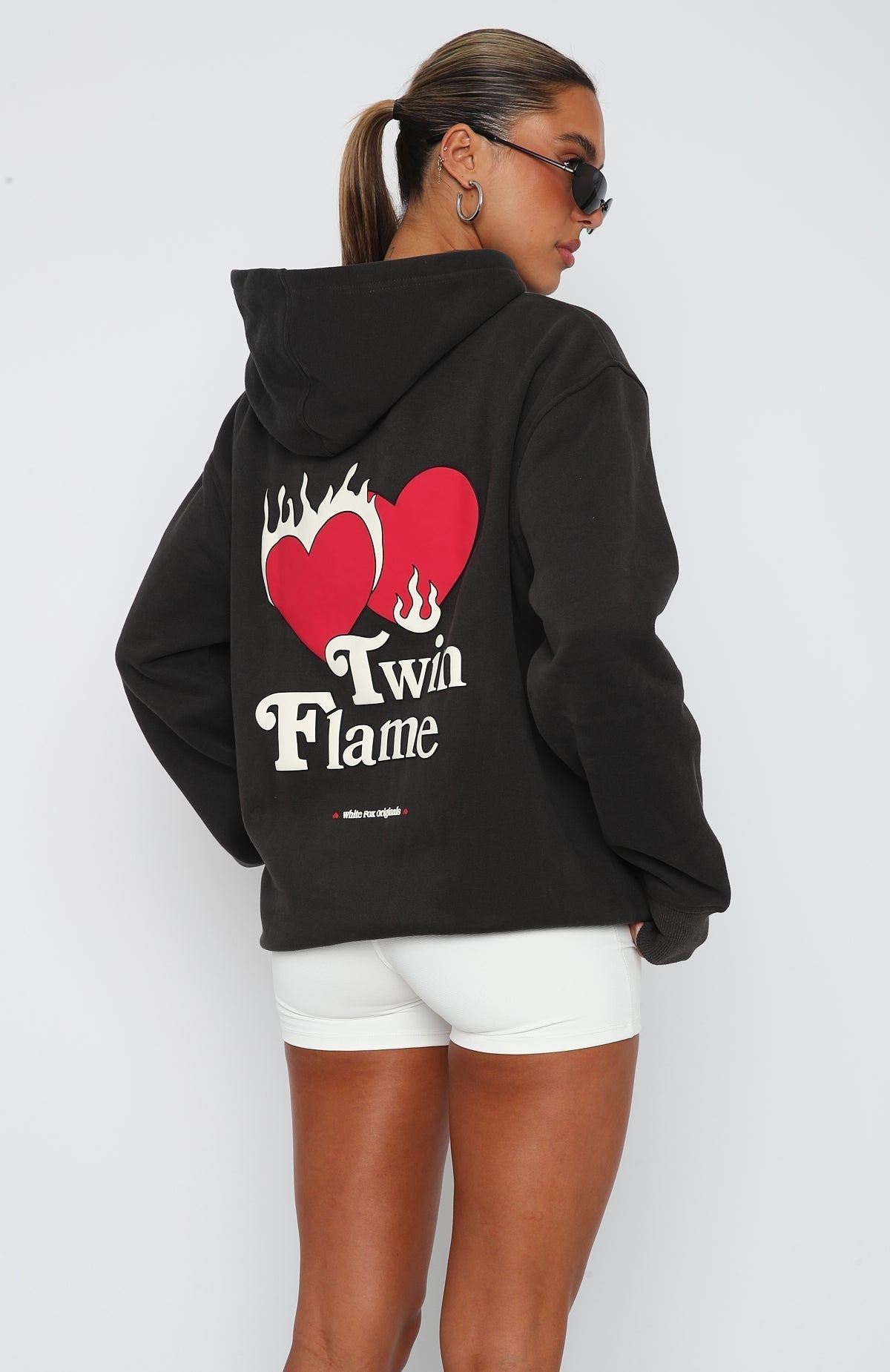 Twin Flame Oversized Hoodie - Charcoal