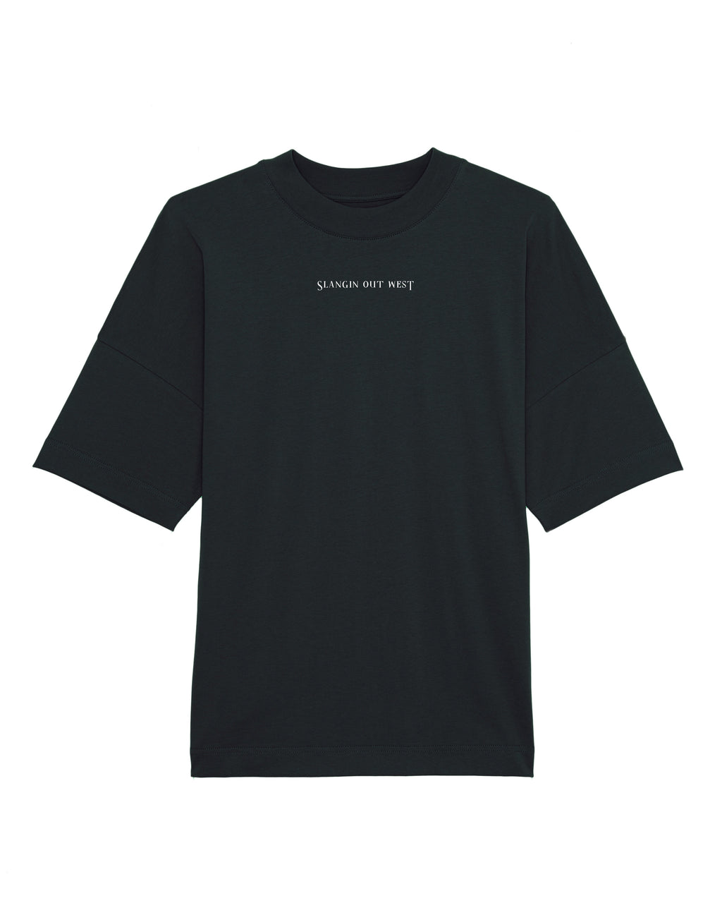 BLACK - OVERSIZED HIGH NECK T-SHIRT