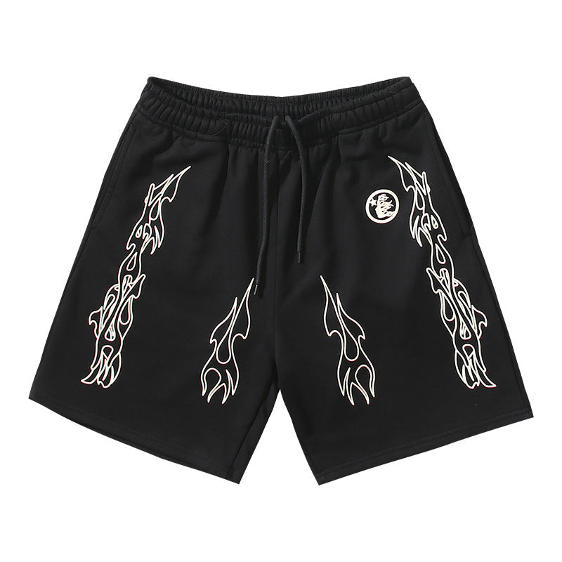 Hellstar Shorts Flame Print Casual Shorts