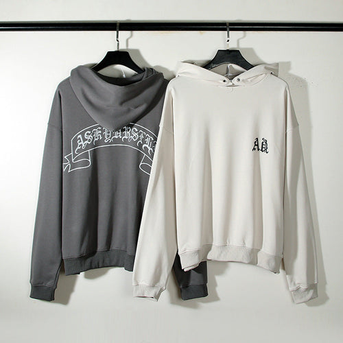 Askyurself Hoodie Letter Loose Hooded Sweater Men's Casual