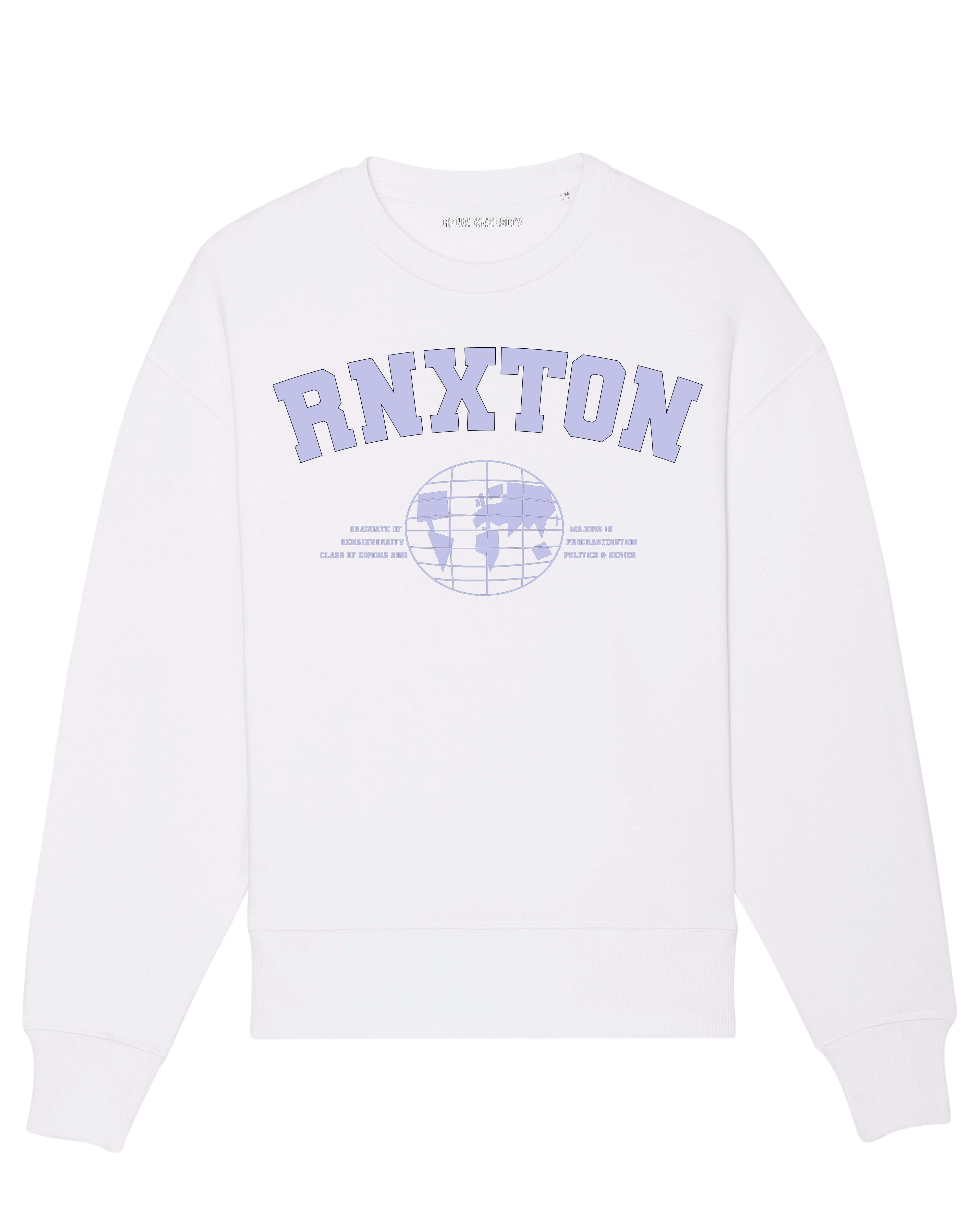 WHITE & FLASH BLUE RNXTON OVERSIZED SWEATER